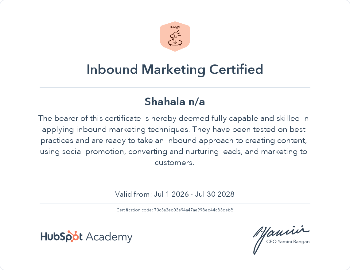 inbound market certification