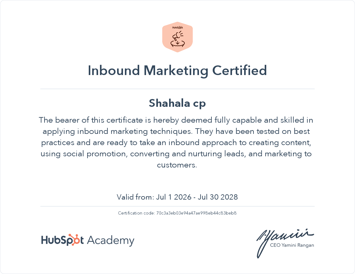 inbound marketing certification